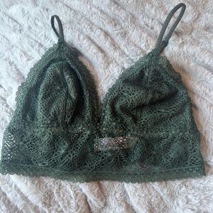 Green laced crop top